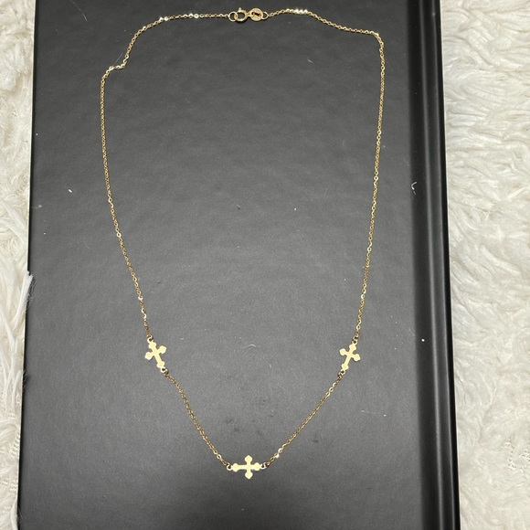 37. 10K Real Gold Mini Greek Cross Necklace - Picture 4 of 5